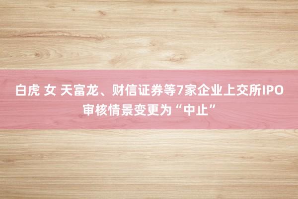 白虎 女 天富龙、财信证券等7家企业上交所IPO审核情景变更为“中止”