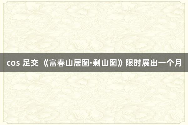 cos 足交 《富春山居图·剩山图》限时展出一个月