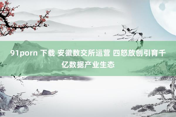 91porn 下载 安徽数交所运营 四怒放创引育千亿数据产业生态