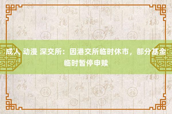 成人 动漫 深交所：因港交所临时休市，部分基金临时暂停申赎