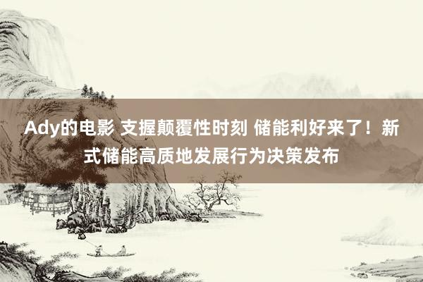 Ady的电影 支握颠覆性时刻 储能利好来了！新式储能高质地发